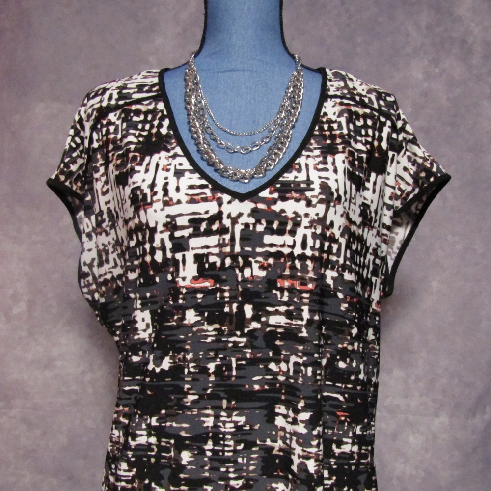 Metaphor Black Gray Abstract Print Shift Dress 12 - image 3